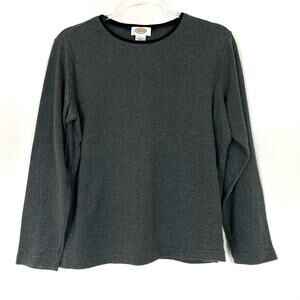 Talbots | Vintage Charcoal Gray Tee Shirt Long Sleeve 100% Cotton Womens Large